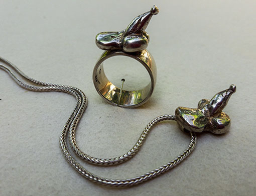 Collier und Ring aus 925er Silber, Abguss eines Originals aus der römischen Kaiserzeit